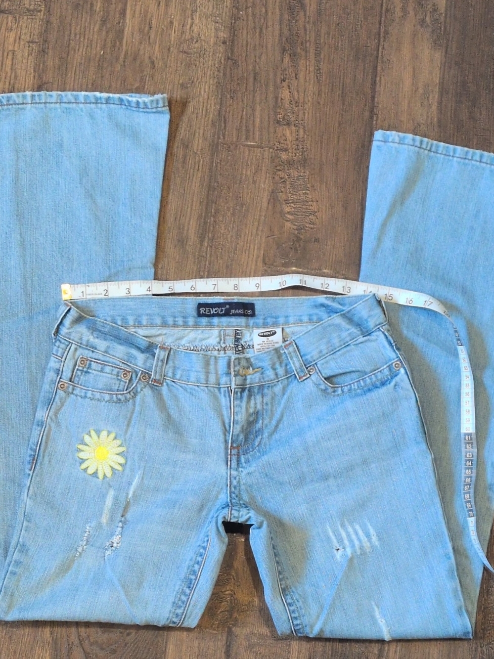 Y2k Revolt Flare Jeans with Patches Festival / Hippie Size 3